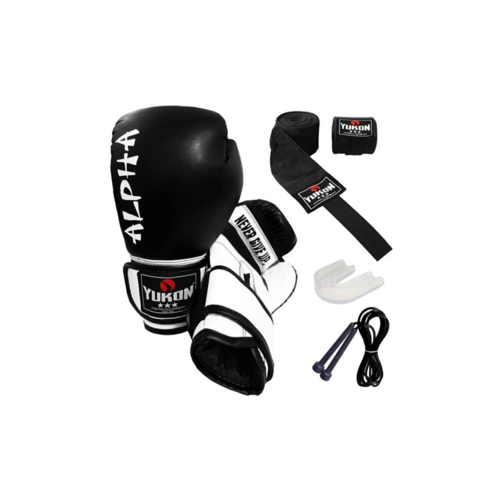 Yukon Alpha Boks Eldiveni Siyah + Boks Bandajı + Dişlik + Atlama Ipi - 4lü Set 6 oz Beden Diğer Spor Ürünleri Fiyatı
