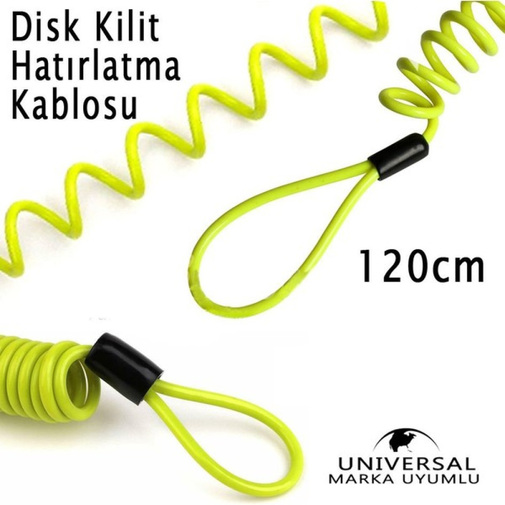 Yüksek Kaliteli Alarmlı Disk Kilit Hatırlatma Kablosu 120 cm - Neon Sarı Motorsiklet için Diğer Aksesuarlar Fiyatı