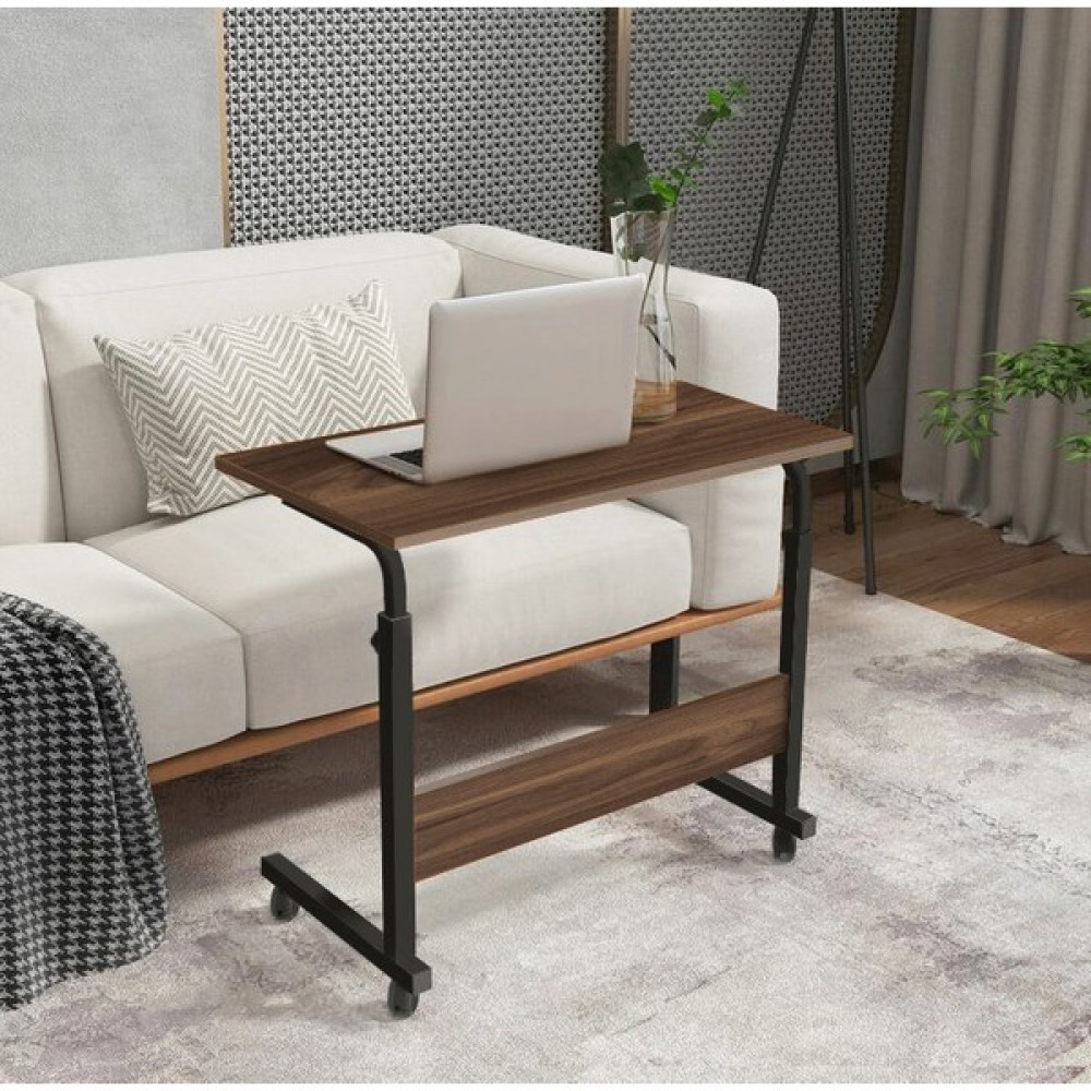 Yükseklik Ayarlı Laptop Sehpası ve Çalışma Masası - Ceviz (Tekerli) - Y: 70 cm D: 40 cm G: 70 cm Sehpa Fiyatı