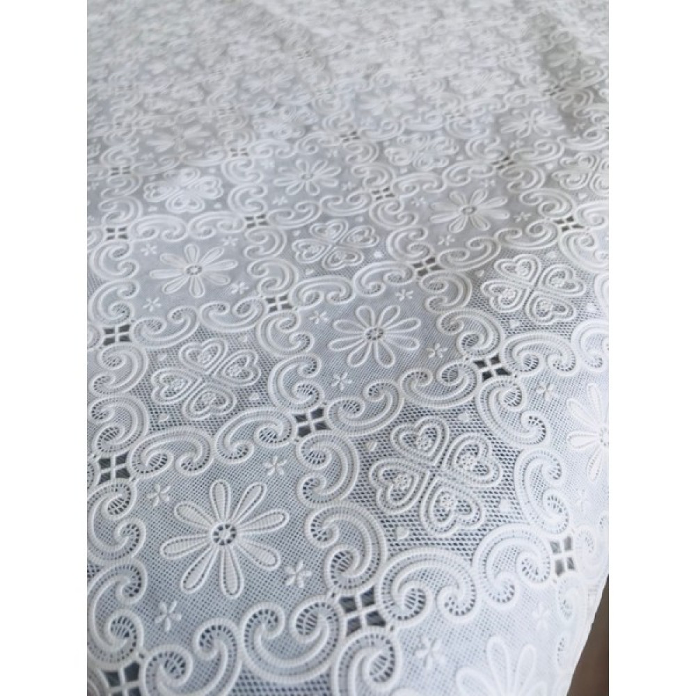 Yüksel Halı Mefruşat Dantel Görünümlü Şeffaf Kaplamalı Masa Örtüsü Beyaz - 140 x 240 cm Masa Örtüsü Fiyatı