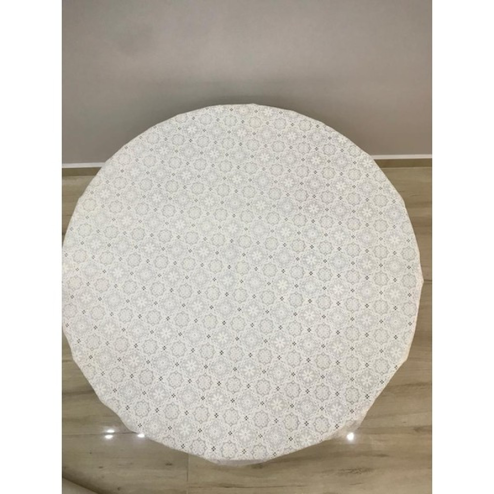 Yüksel Halı Mefruşat Dantel Görünümlü Şeffaf Kaplamalı Pvc Masa Örtüsü Krem Yuvarlak - 140 cm - Açık Krem Masa Örtüsü Fiyatı