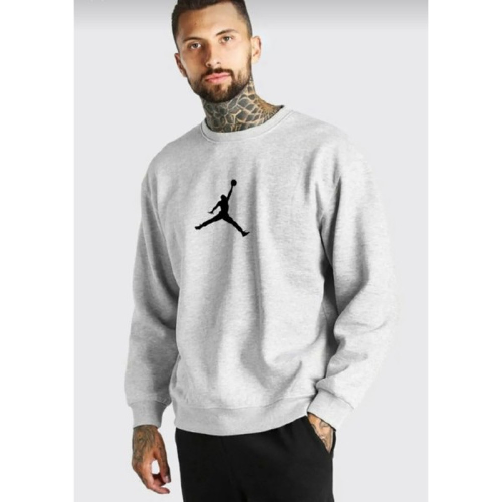Yüksel Işık Jordon Siyah Baskılı - Bisiklet Yaka - Unısex - Gri Renk - Sweatshırt Erkek Sweatshirt Fiyatı