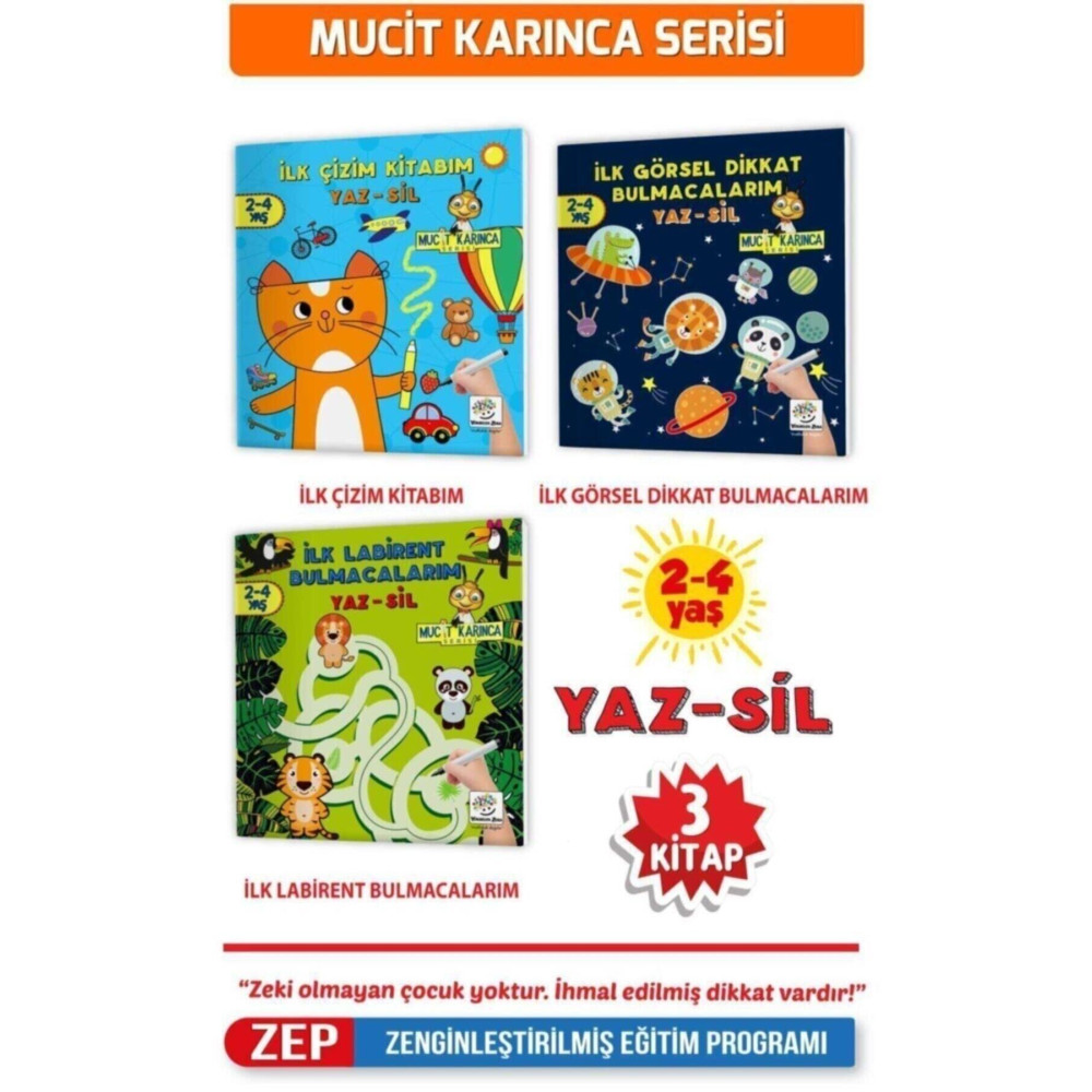 Yükselen Zeka Yayınları Yükselen Zeka 2-4 Yaş Mucit Karınca-2 Yaz-sil Kitaplar Serisi Aktivite & Eğitici Kitaplar Fiyatı