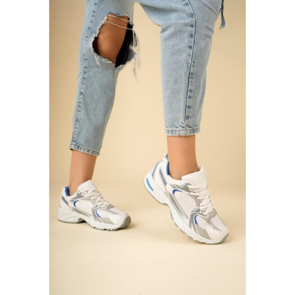 Yula Fashion Shoes Robert Beyaz Mavi Rahat Taban Günlük Bağcıklı Spor Ayakkabı Sneaker Spor Ayakkabı Fiyatı