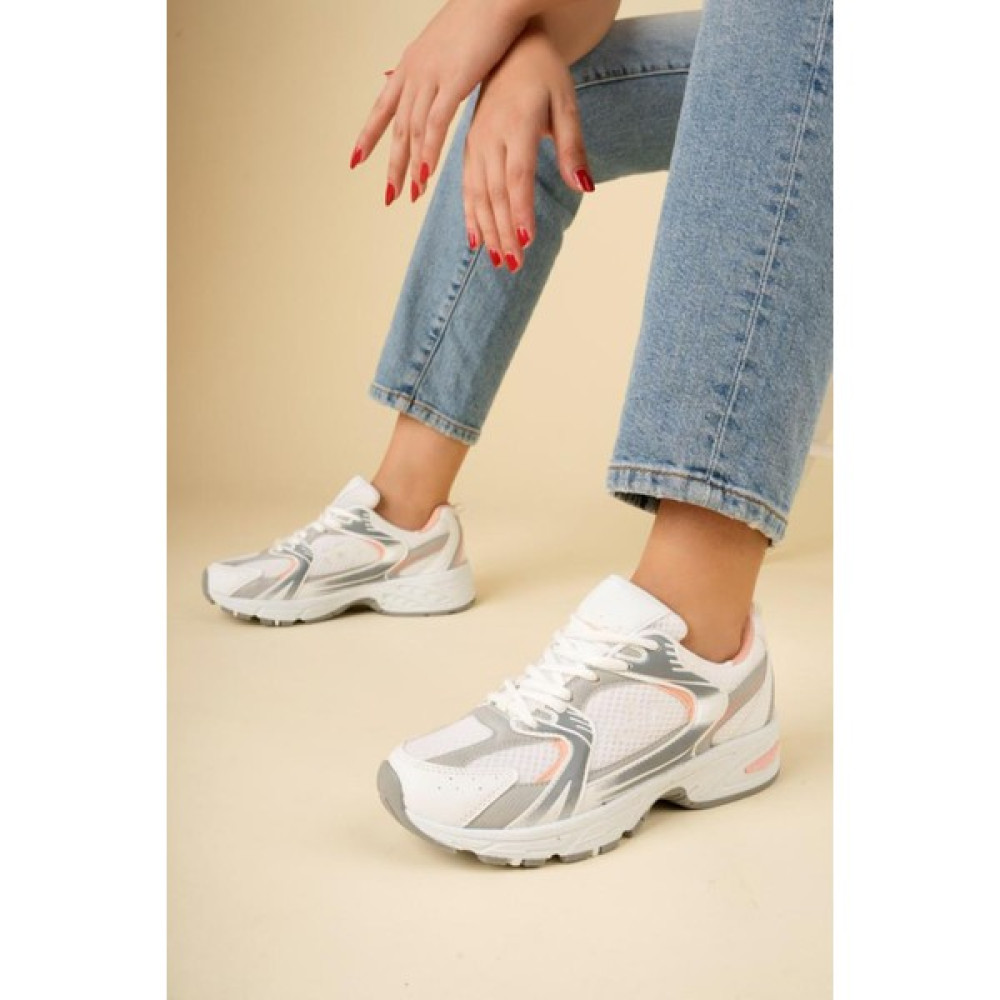 Yula Fashion Shoes Robert Beyaz Pudra Rahat Taban Günlük Bağcıklı Spor Ayakkabı Sneaker Spor Ayakkabı Fiyatı