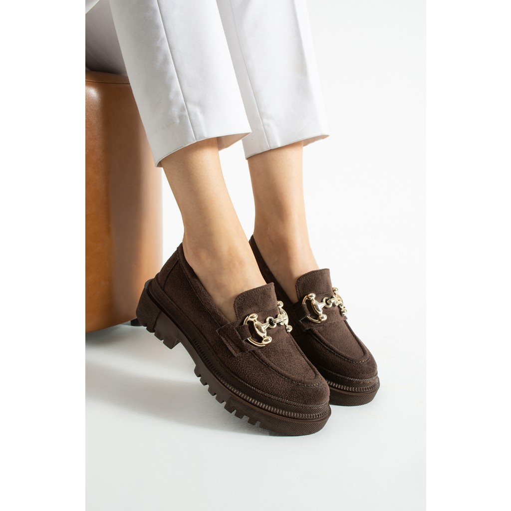 Yula Fashion Shoes Togga Kadın Günlük Kullanım Tokalı Loafer -Acı Kahvrengi Süet Diğer Fiyatı