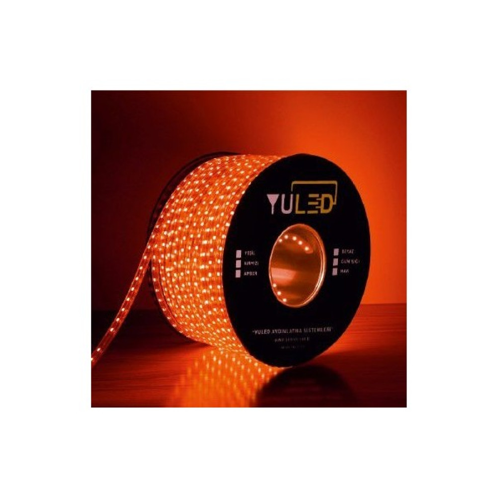 Yuled 3 Çipli Dış Mekan Silikonlu Şerit Led 220V - Volt 10 Metre +1 Güç Fişi Double Pcb Kırmızı Led Aydınlatmalar Fiyatı
