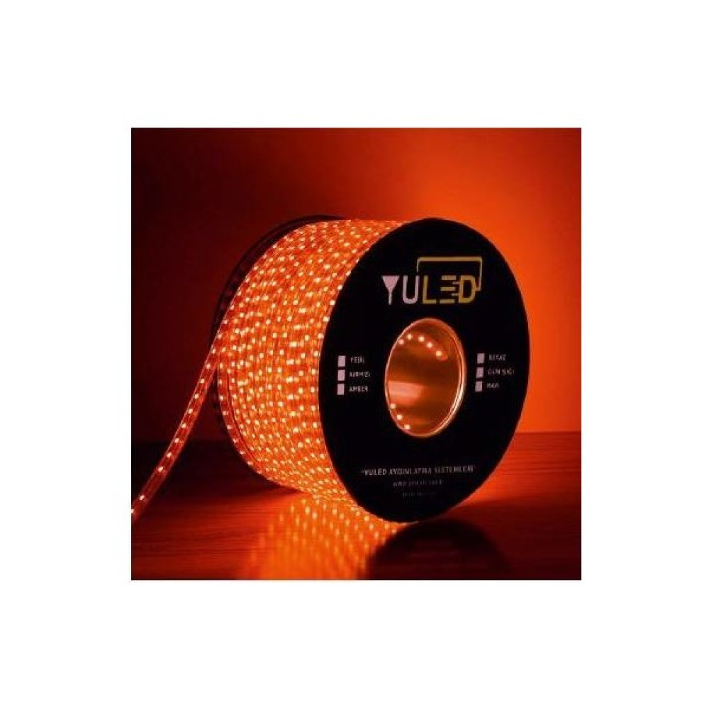 Yuled 3 Çipli Dış Mekan Silikonlu Şerit LED 220V - Volt 2 Metre + Güç Fişi Double Pcb Kırmızı Led Aydınlatmalar Fiyatı