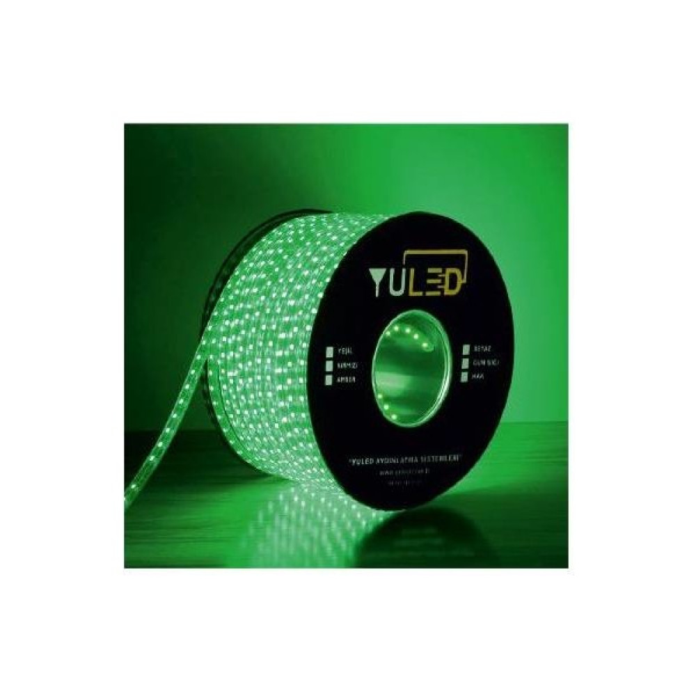 Yuled 3 Çipli Iç Dış Mekan Silikonlu Şerit LED 220V - Volt 2 Metre + Güç Fişi Double Pcb Yeşil Led Aydınlatmalar Fiyatı