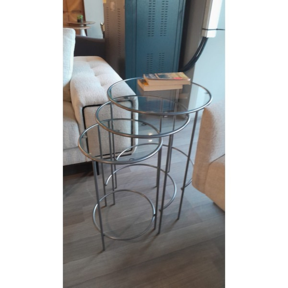 Yulu Meri Yuvarlak 3'lü Zigon Yan Sehpa Gümüş Silver Zigon Sehpa Fiyatı