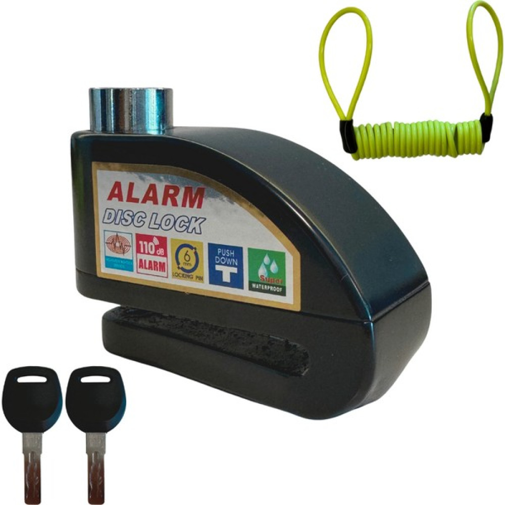 Yuma Kilit Yuma Motosiklet Disk Kilidi Alarmlı Siyah 110DB ( Çap : 6mm ) - Mat Siyah Motorsiklet Kilidi & Alarmı Fiyatı