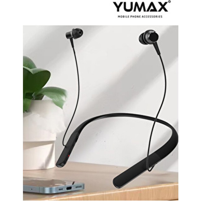 YUMAX Kablosuz Boyun Askılı Bluetooth Kulaklık U-1 Mikrofonlu 100 Saat Şarj Suya Dayanıklı - Siyah Akıllı Saat Aksesuarı Fiyatı