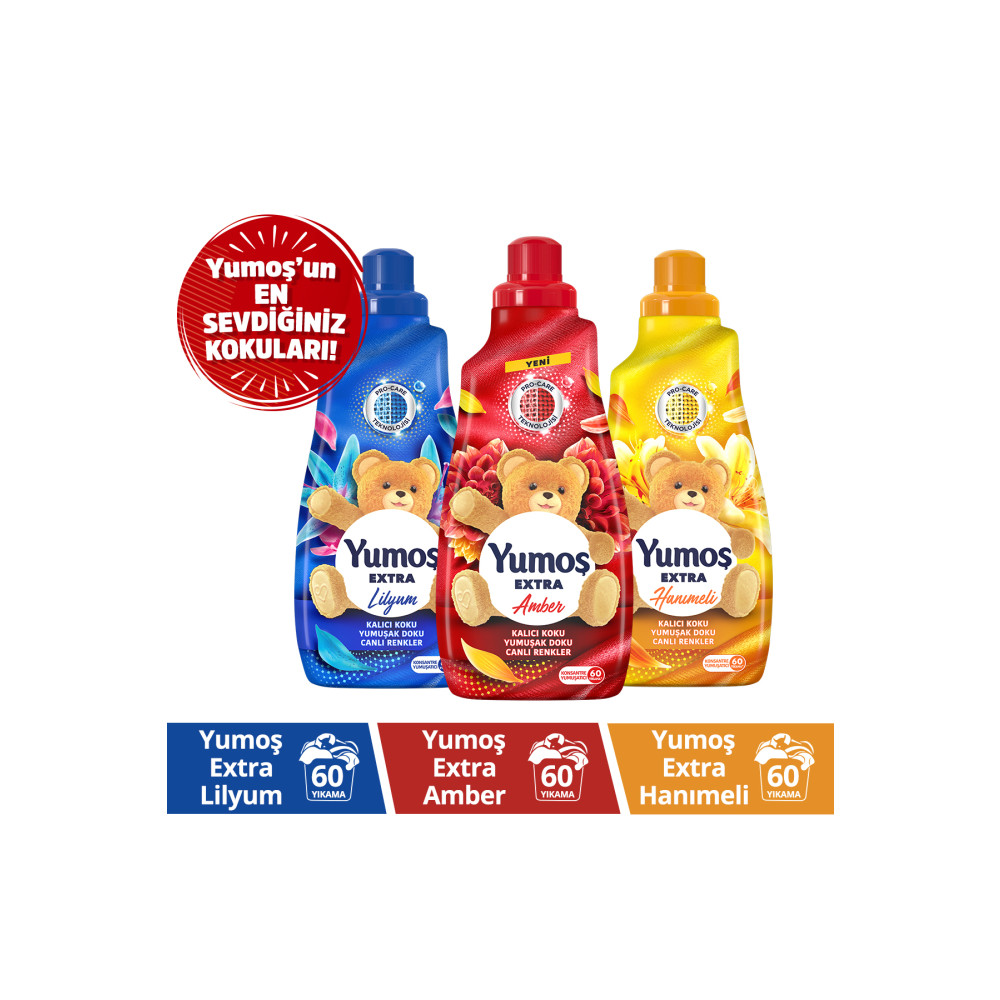 Yumoş Amber 1adet Lilyum 1adet Hanımeli 1adet 1440 ml ’un En Sevdiğiniz Kokuları Yumuşatıcı Fiyatı