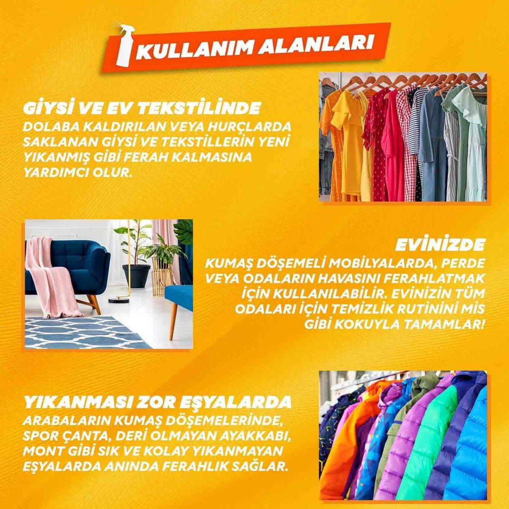 Yumoş Çamaşır Kokusu Sprey 450 ml Hanımeli