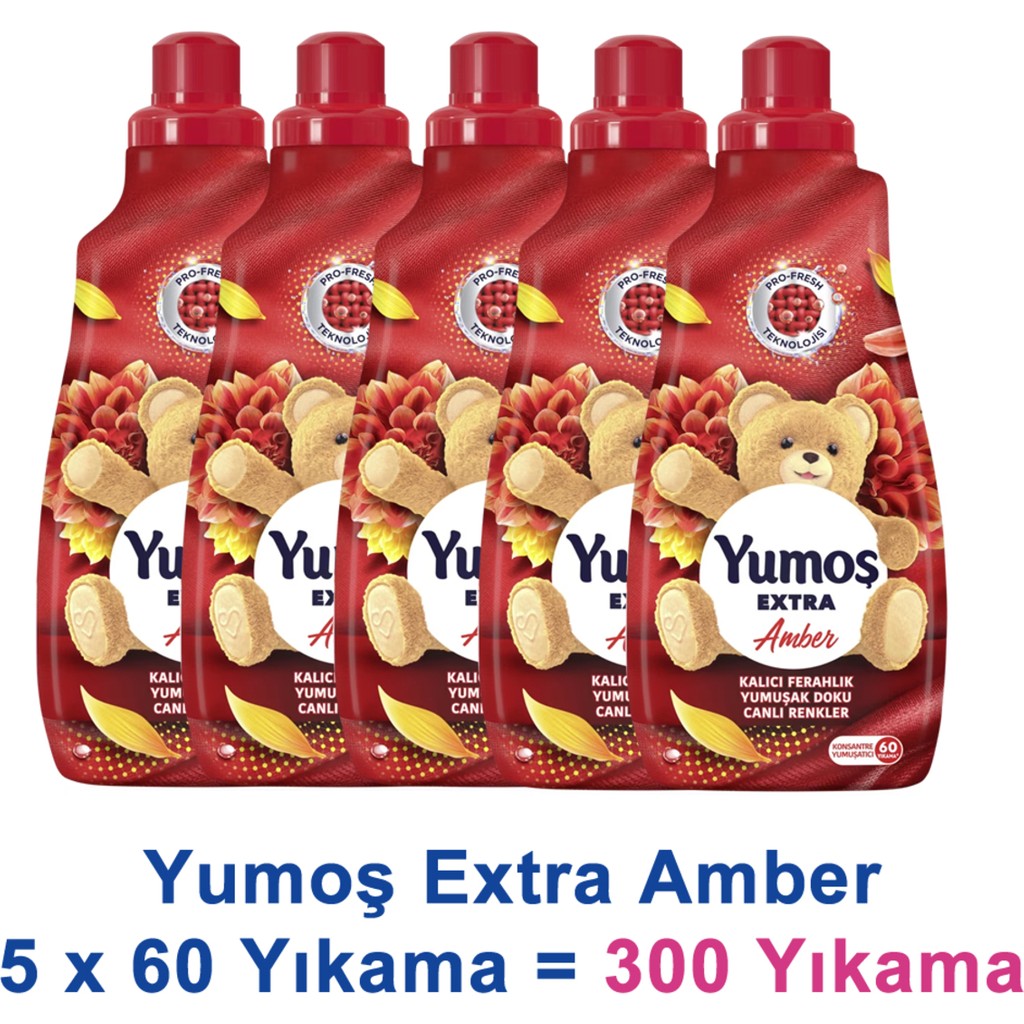 Yumoş Extra Konsantre Çamaşır Yumuşatıcısı Amber 1440 ml 60 Yıkama x 5 Adet - 7,2 lt Çamaşır Yıkama Fiyatı
