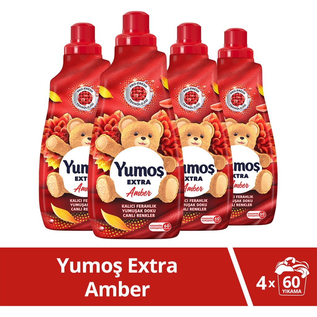 Yumos Extra Konsantre Çamaşır Yumuşatıcısı Amber 1440 ml x4 - 1,44 lt Çamaşır Yıkama Fiyatı