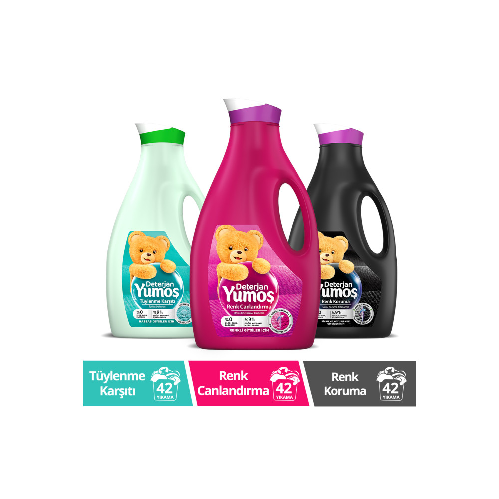 Yumoş Hassas Giysiler Deterjan 2520 ml Siyah Ve Koyu Renkli Giysiler 2520 ml Renkli Giysiler 2520ml Çamaşır Deterjanı Fiyatı
