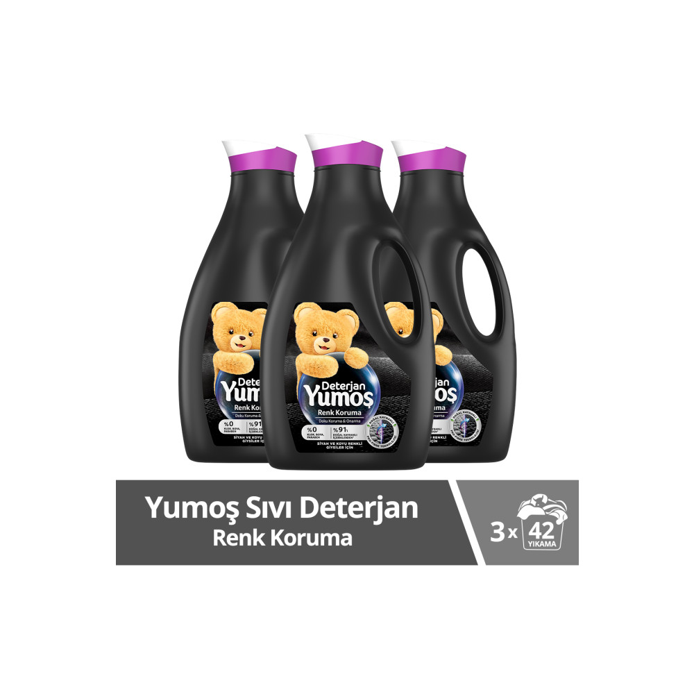 Yumoş Sıvı Bakım Çamaşır Deterjanı Siyah Ve Koyu Renkli Giysiler Için 2520 ml 3 Adet Çamaşır Deterjanı Fiyatı