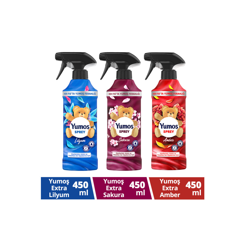 Yumoş Sprey Amber 450 ml X 1 Sakura Sprey 450 ml X1 Lilyum Sprey 450 Mlx1 Çamaşır Yıkama Fiyatı