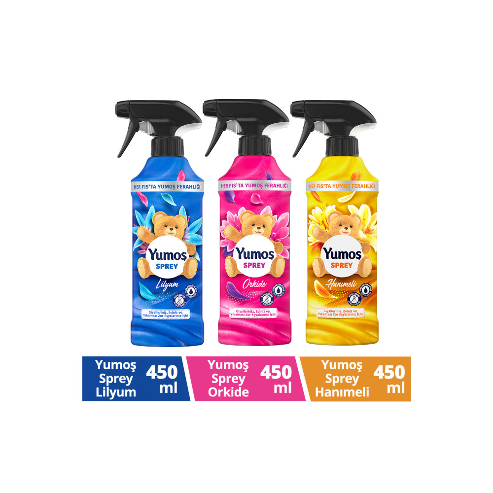 Yumoş Sprey Oda Ve Eşya Kokusu Lilyum 450 Mlx1 Orkide 450 Mlx1 Hanımeli 450mlx1 Deterjan ve Temizlik Ürünleri Fiyatı