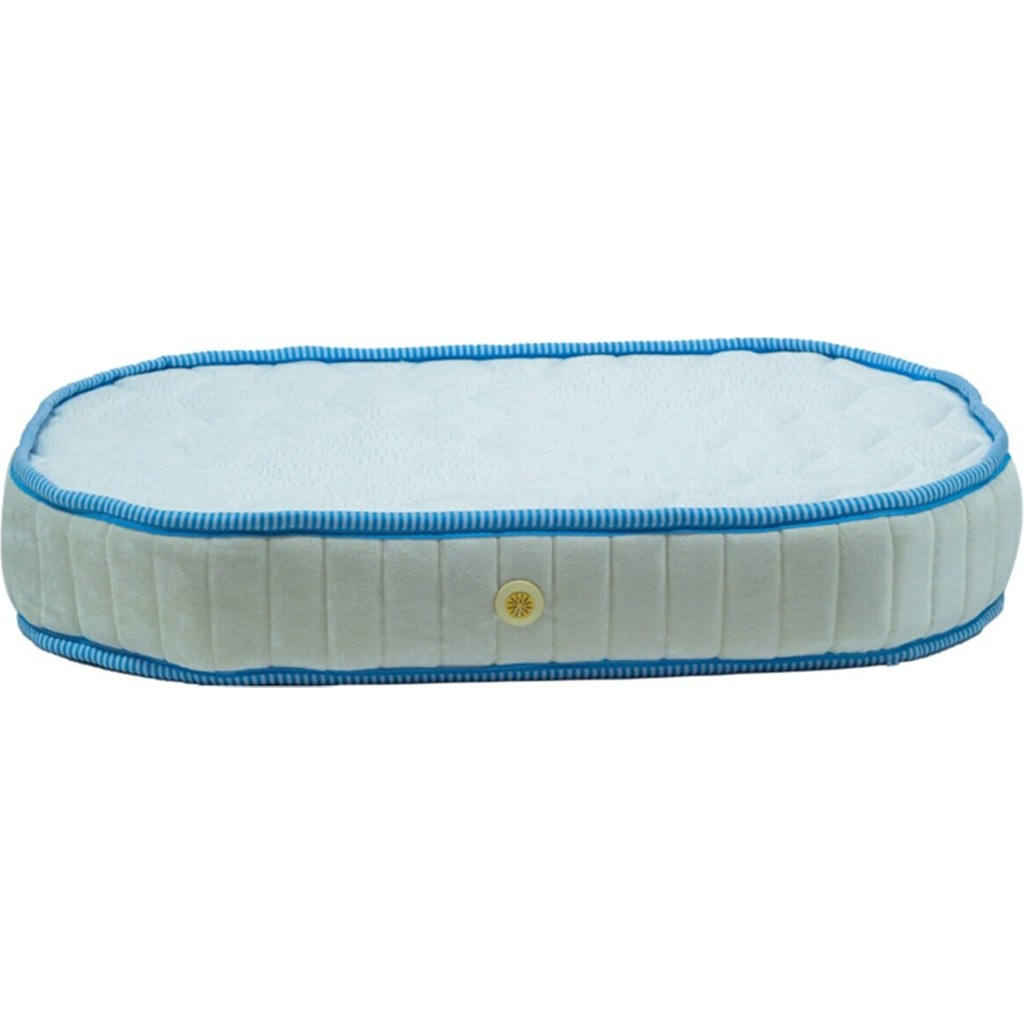 Yumurcak Gelişim Yumurcak Yarı Ortopedik Oval Sünger Bebek Yatak - 60 x 100 cm - Beyaz - Mavi Bebek Yatağı Fiyatı
