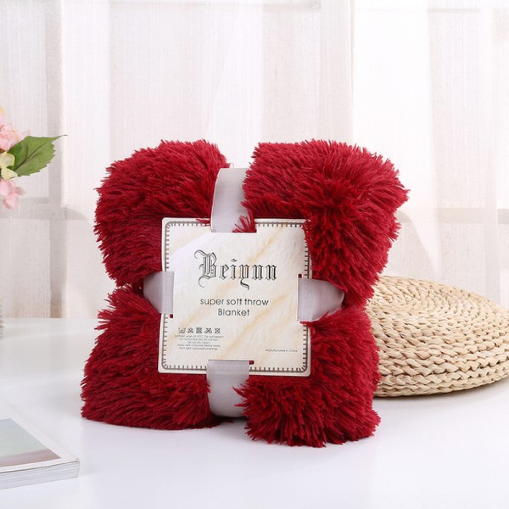 Yumuşak Flanel Battaniye Düz Renk Sıcak Peluş Battaniye Kanepe Yatak Ev Dekor Kış Polar Battaniye Örtüsü (Yurt Dışından) - 130 x 160 cm - Koyu Kırmızı Battaniye Fiyatı