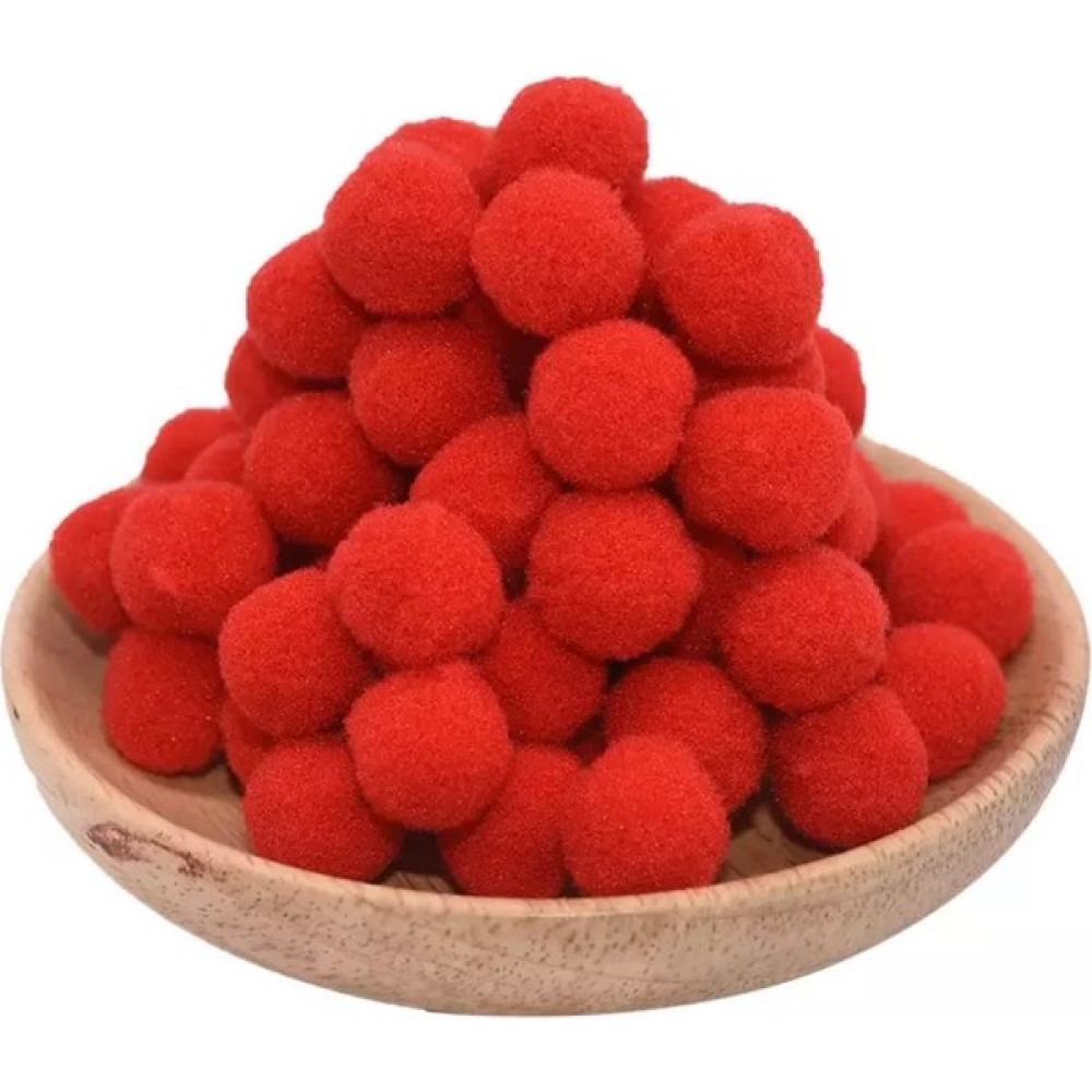 Yumuşak Keçe Peluş Ponpon 2 cm Çap 100'lü Kırmızı Yardımcı Malzeme Fiyatı