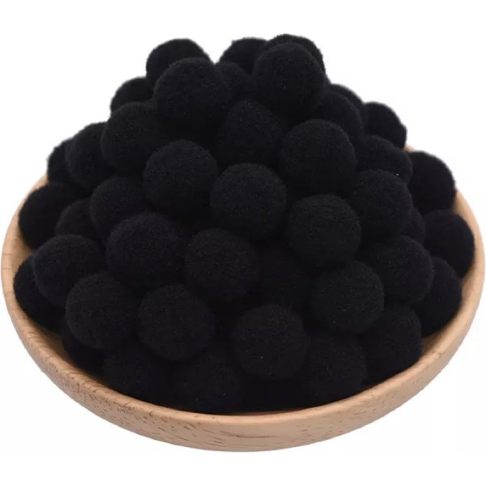 Yumuşak Keçe Peluş Ponpon 2 cm Çap 100'lü Siyah Yardımcı Malzeme Fiyatı