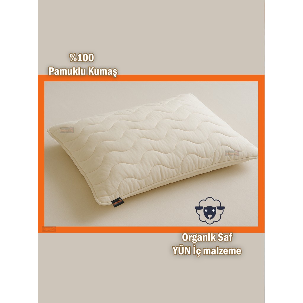 Yün Organik Yastık Alezi Pamuklu Kumaş ve Yün Iç Malz. - 50 x 70 cm - Krem Yastık Kılıfı Fiyatı