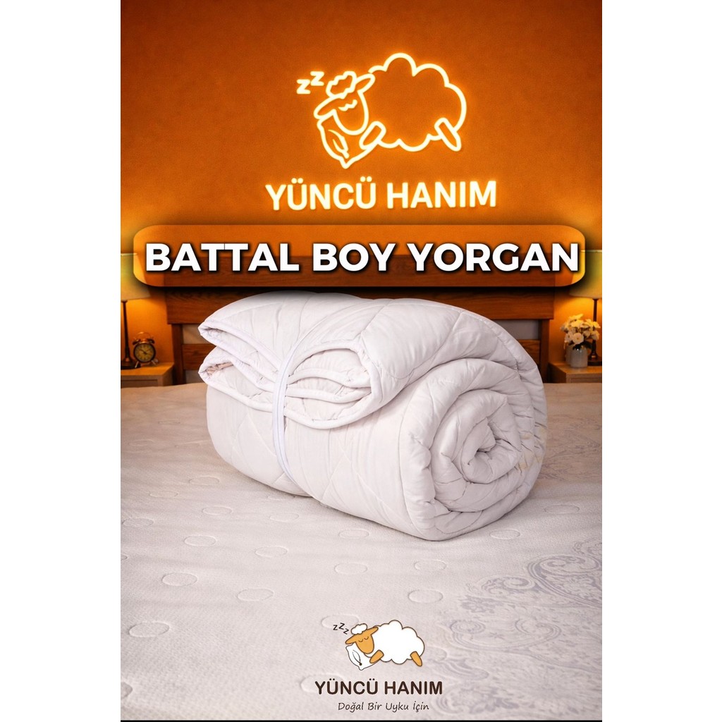 Yüncü Hanım Battal Ebat Merinos Kuzu Yünü Yorgan ( Saf Merinos Kuzu Yünü) 220 x 240 cm Ebat, 3500 Gram - Beyaz - 220 x 240 cm Yorgan Fiyatı
