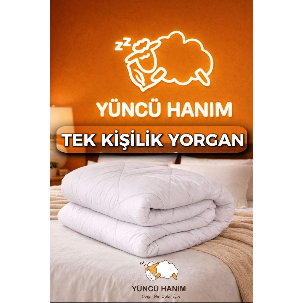 Yüncü Hanım Tek Kişilik Merinos Kuzu Yünü Yorgan (%100 Saf Merinos Kuzu Yünü) 155 x 215 cm - Beyaz Yorgan Fiyatı