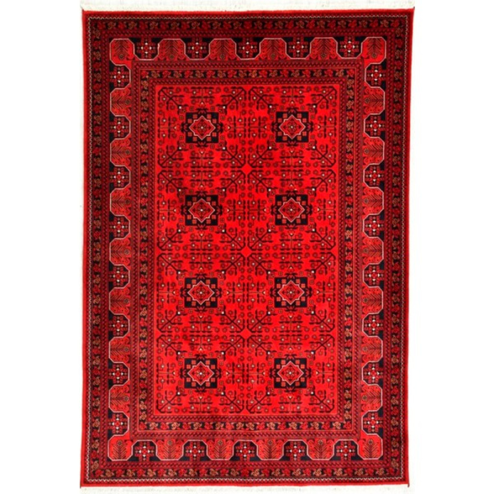 Yünser Çam Halı Bambos Plus 901 Kırmızı Yün ve Bambu ile Özel Tezgahlarda Üretilen Afgan Halısı Desenli El Emeği Modern Uşak Halısı - 170 x 240 cm Salon Halısı Fiyatı