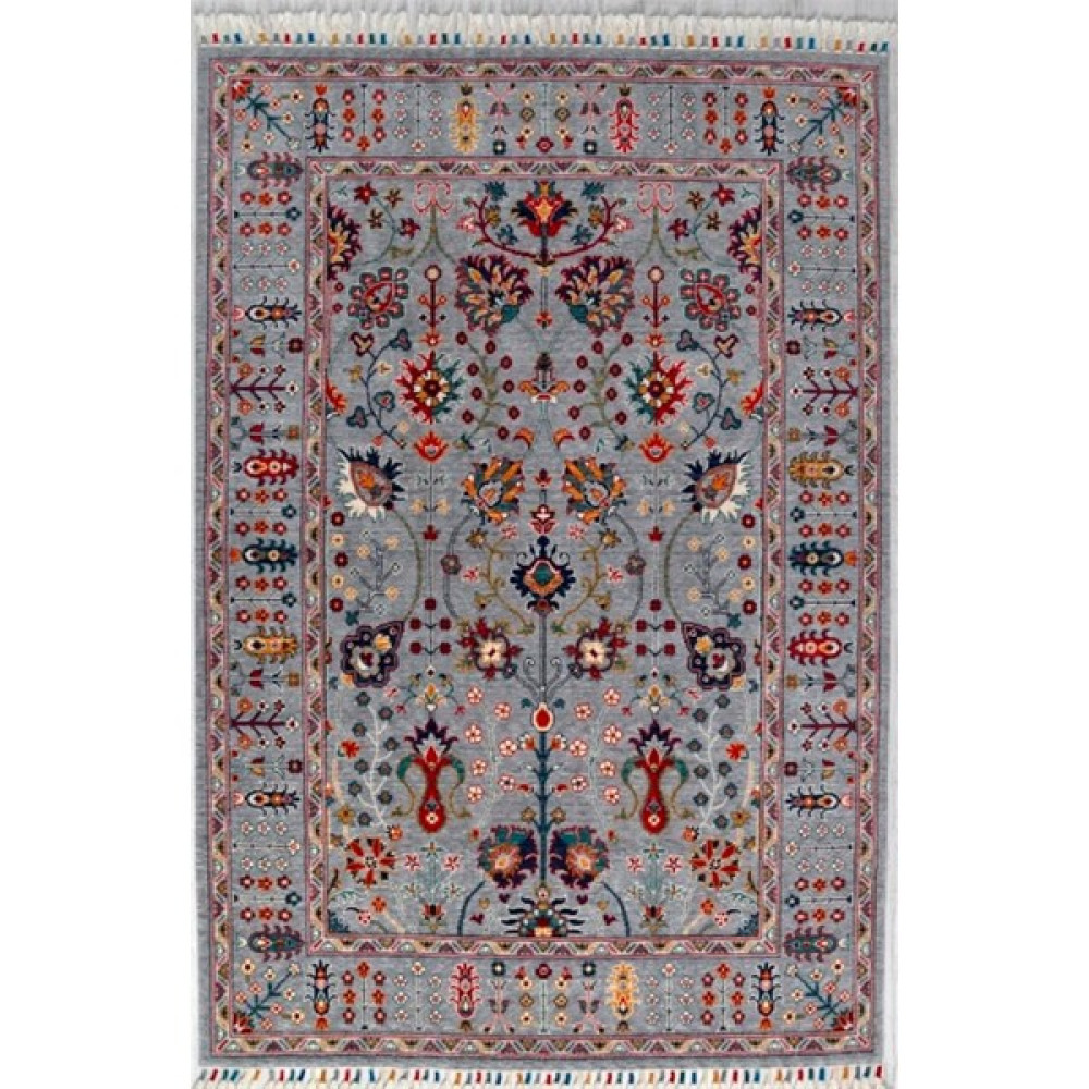 Yünser Çam Halı Sultani 805 Gri Yün ve Bambu ile Özel Tezgahlarda Üretilen Otantik Desenli El Emeği Modern Uşak Halısı - 170 x 240 cm Salon Halısı Fiyatı