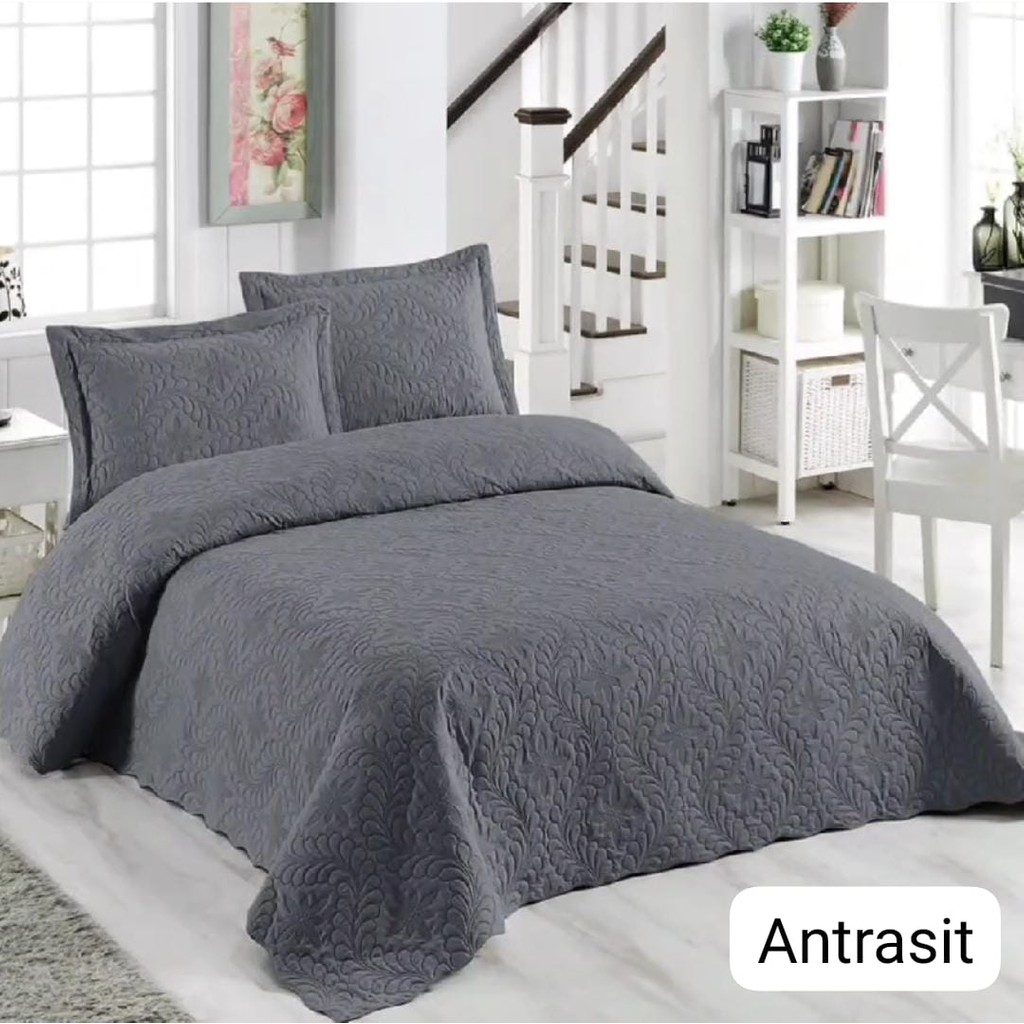 Yünteks Örtüm Ivy Sarmaşık Çift Kişilik Microfiber Kapitone Yatak Örtüsü - Antrasit - 250 x 260 cm SSD / Solid State Drive Fiyatı