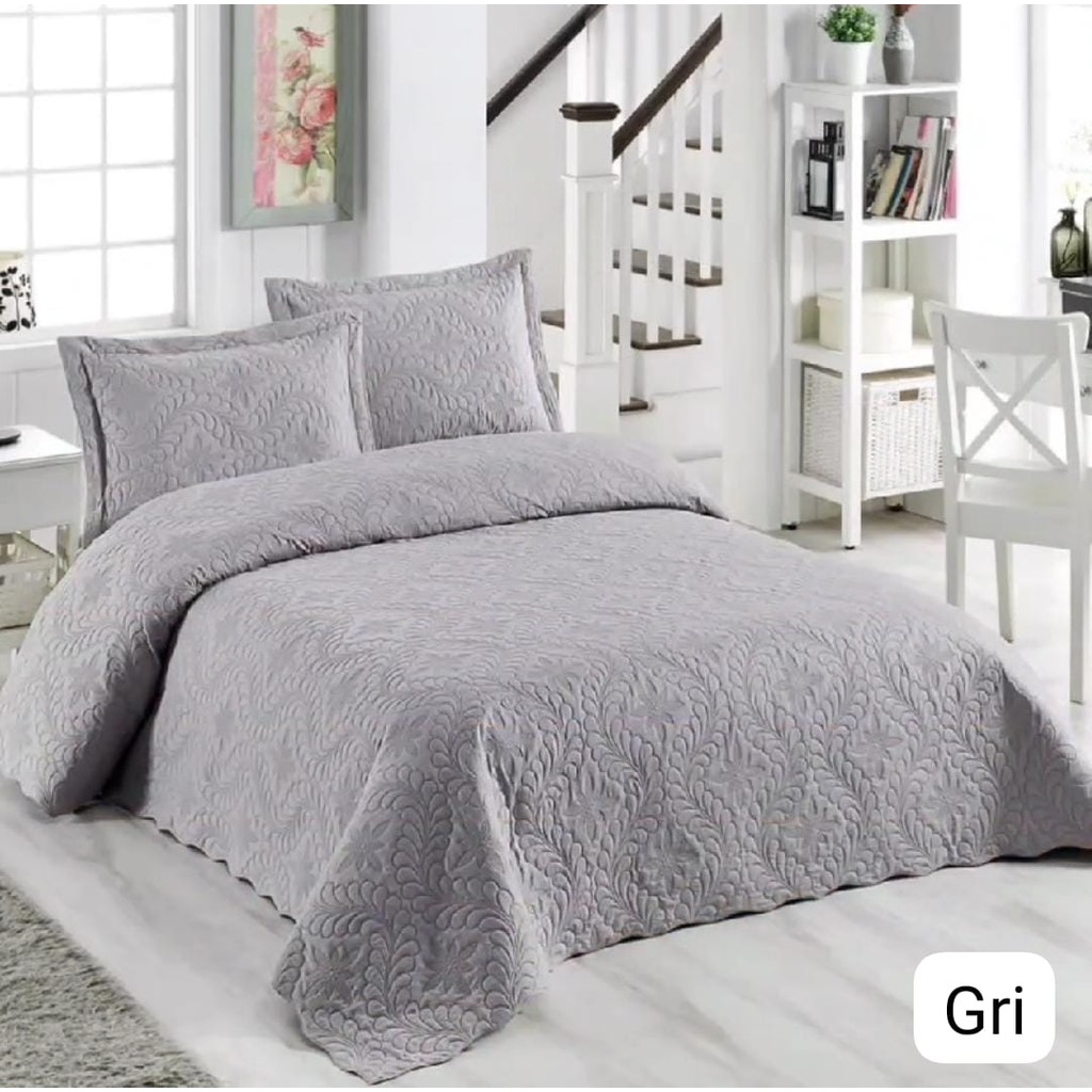 Yünteks Örtüm Ivy Sarmaşık Çift Kişilik Microfiber Kapitone Yatak Örtüsü - Gri - 250 x 260 cm SSD / Solid State Drive Fiyatı