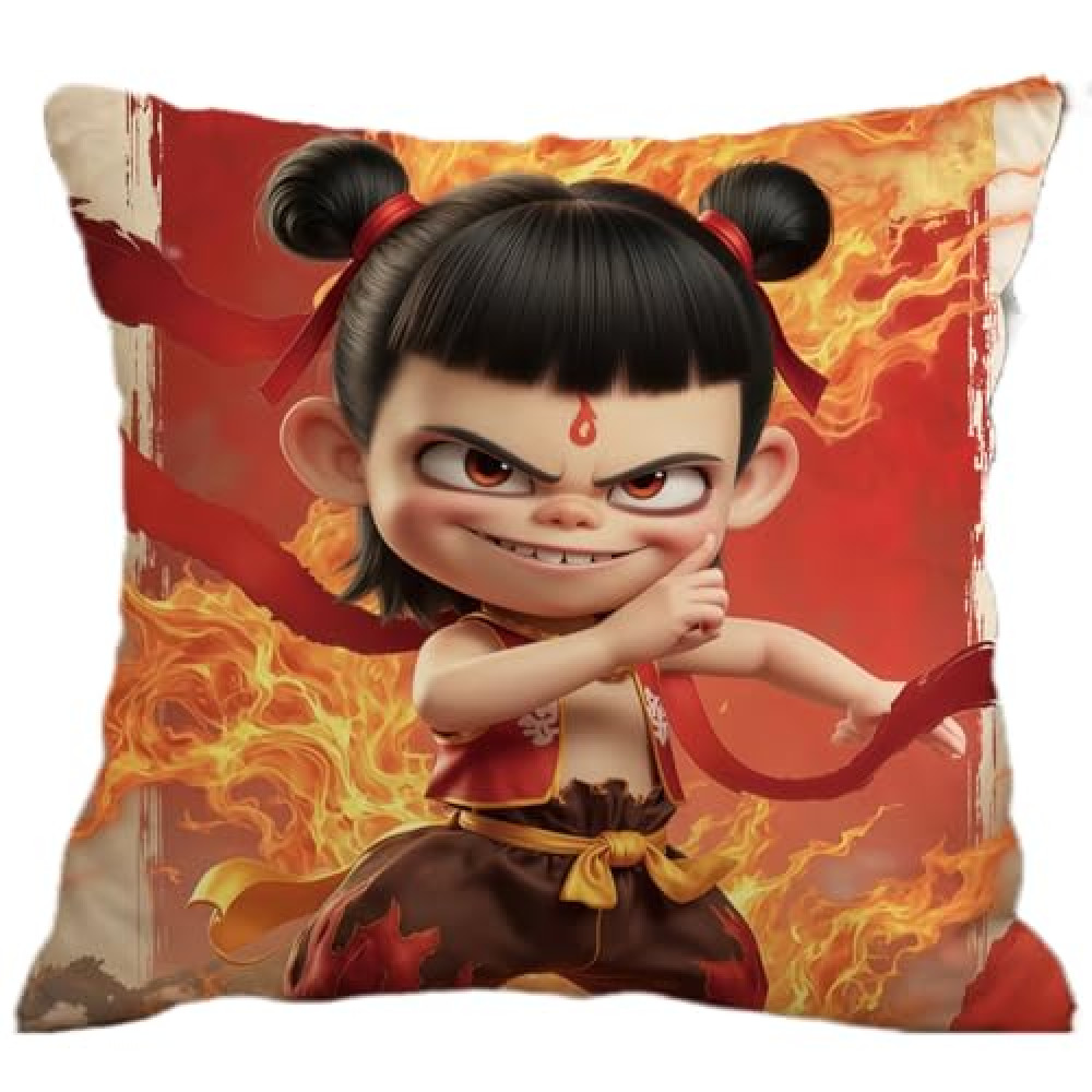 YuNuoTong Ne Zha 2 3D Printed Pillow, Nezha, Ao Bing, Ao Guang, Ao Run, Shen Gongbao Characters, Soft Plush Cushion, Perfect for Sofa, Bedroom, Office, Gift for Kids & Fans (A17,17.72 * 17.72 inches)