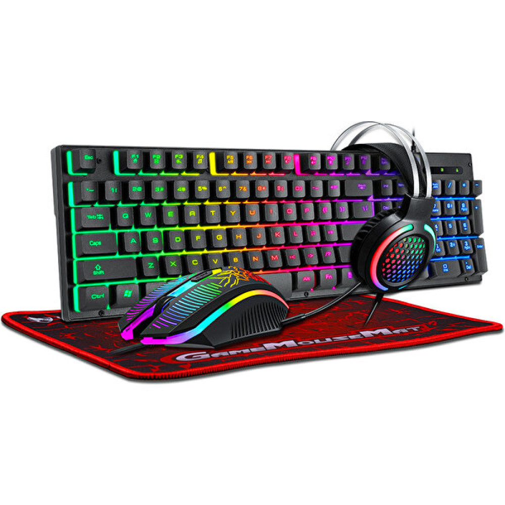 Yunxi Trade Dört Parça Klavye ve Fare Seti Klavye Fare Kulaklık Mouse Pad Kablolu Aydınlatma Seti (Yurt Dışından) - Kırmızı - Siyah Klavye - Mouse Fiyatı