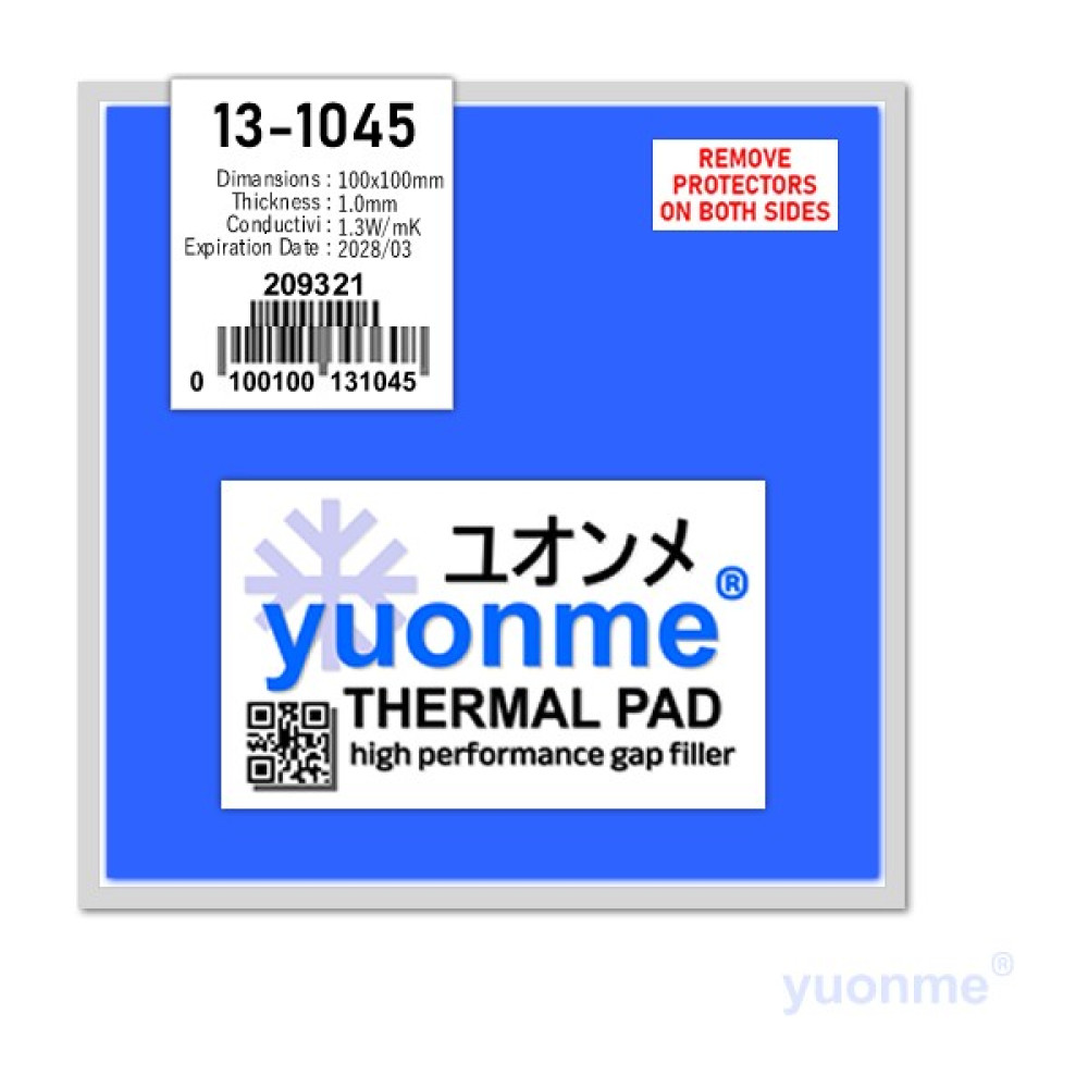 Yuonme Termal Ped / Thermal Pad 1.0mm 1.3W/MK 100X100MM 13-1045 Soğutucular Fiyatı