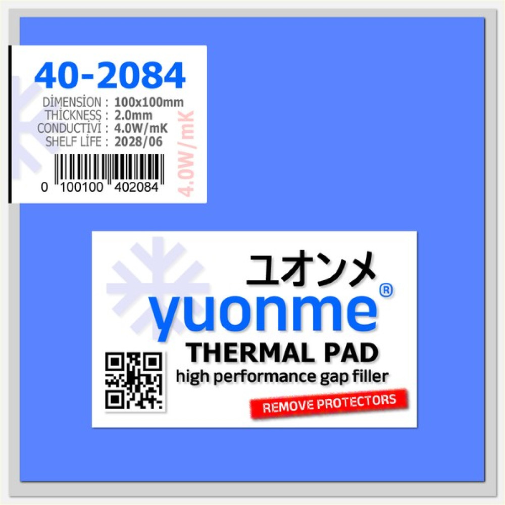 Yuonme Termal Ped / Thermal Pad 2.0mm 4.0W/MK 100X100MM 40-2084 Oto Boyaları Fiyatı