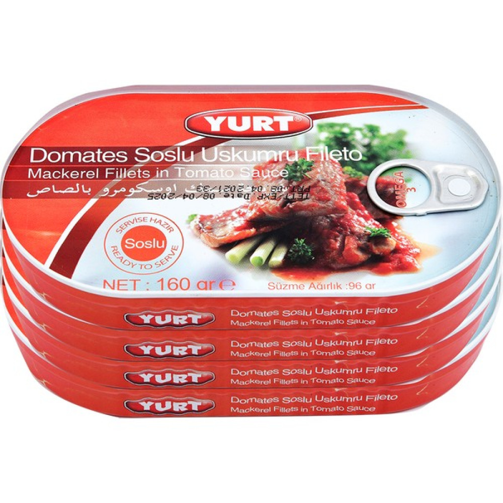 Yurt - Soslu Uskumru Fileto 160 gr *4 Adet - 1 Paket Konserve Fiyatı