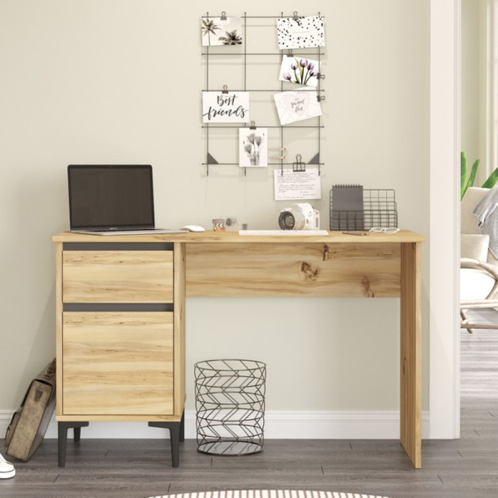 Yurudesign Aristo Çalışma Masası Çekmeceli Kapaklı Keçe-Antrasit Ar8-Ka - 120 x 44,5 cm - Kahverengi Çalışma Masası Fiyatı