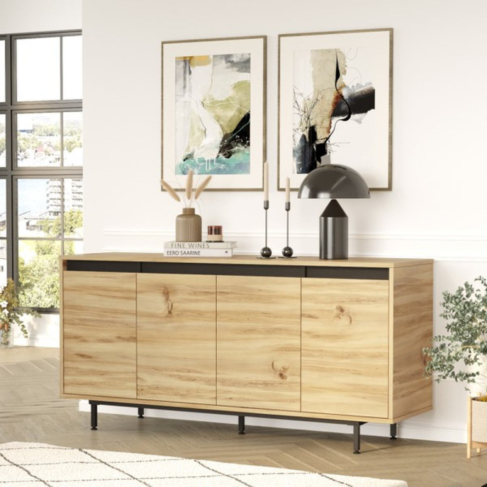Yurudesign Luvio Konsol 4 Kapaklı Metal Ayaklı 160CM Keçe-Siyah LV30-KL Konsol Mobilya Fiyatı