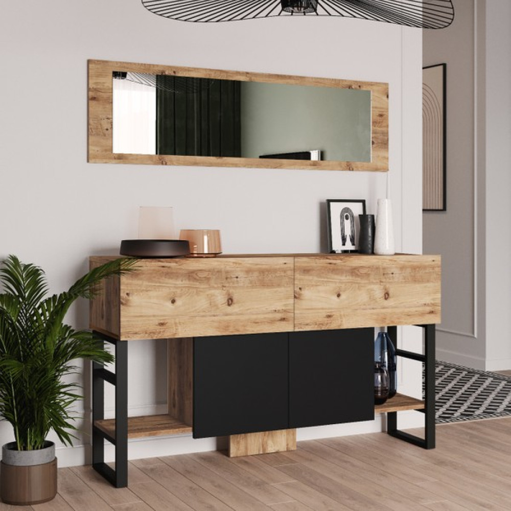 Yurudesign ML26 Iron Metal Aynalı Konsol 4 Kapaklı Dresuar / Makyaj Masası Fiyatı