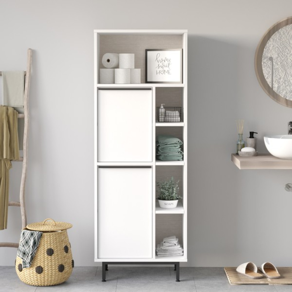 Yurudesign Ocean Banyo Dolabı Çok Amaçlı Dolap 2 Kapaklı Metal Ayaklı Beyaz ON10C-W Banyo Dolabı / Mobilyası Fiyatı