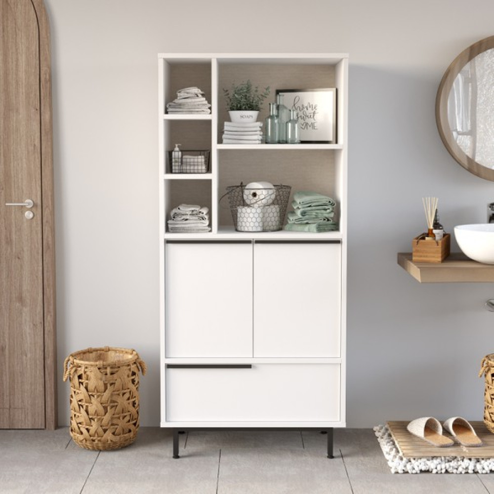 Yurudesign Ocean Banyo Dolabı Çok Amaçlı Dolap 3 Kapaklı Metal Ayaklı Beyaz ON9C-W Banyo Dolabı / Mobilyası Fiyatı