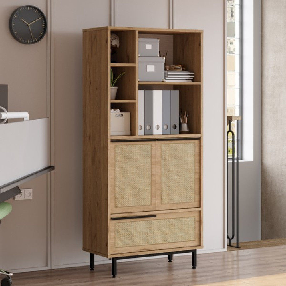 Yurudesign Ocean Ofis Klasör Dolabı Kitaplık 3 Kapaklı Metal Ayaklı Uv Baskı Sepet-Jüt ON9B-SU - Kahverengi Evrak Dolabı Fiyatı