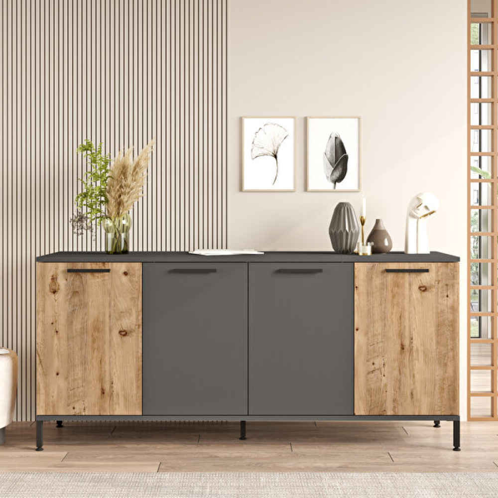 Yurudesign Royal Konsol 4 Kapaklı Metal Ayaklı Çam Rl4-Aa Konsol Mobilya Fiyatı