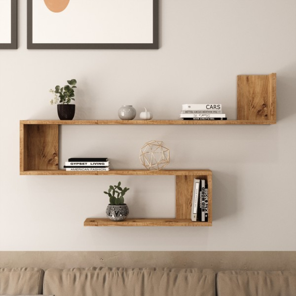 Yurudesign Shelf R10 Modern Duvar Rafı Kitaplık Atlantik Çam Kitaplık Fiyatı