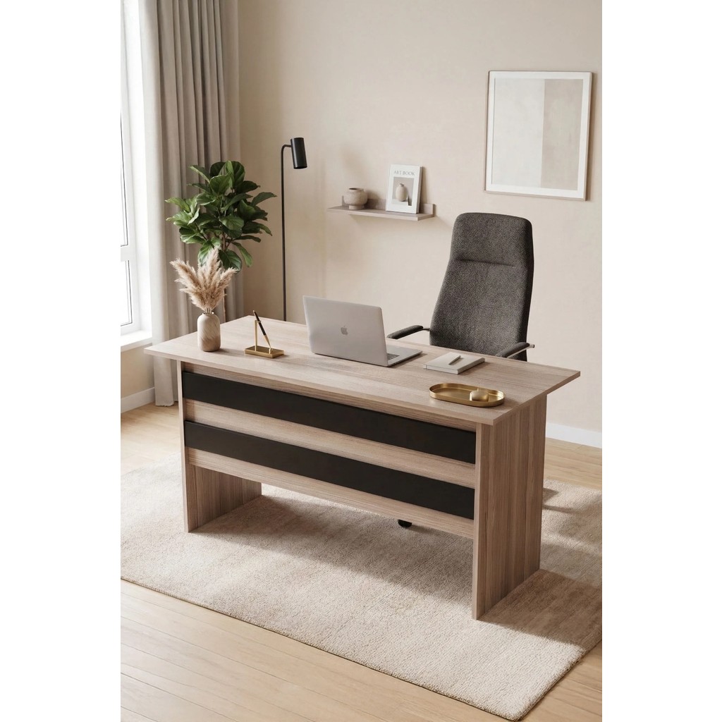 Yurudesign Vario A Ofis Çalışma Masası 3 Renk VO1-OB - Meşe - Siyah Ofis Çalışma Masası Fiyatı