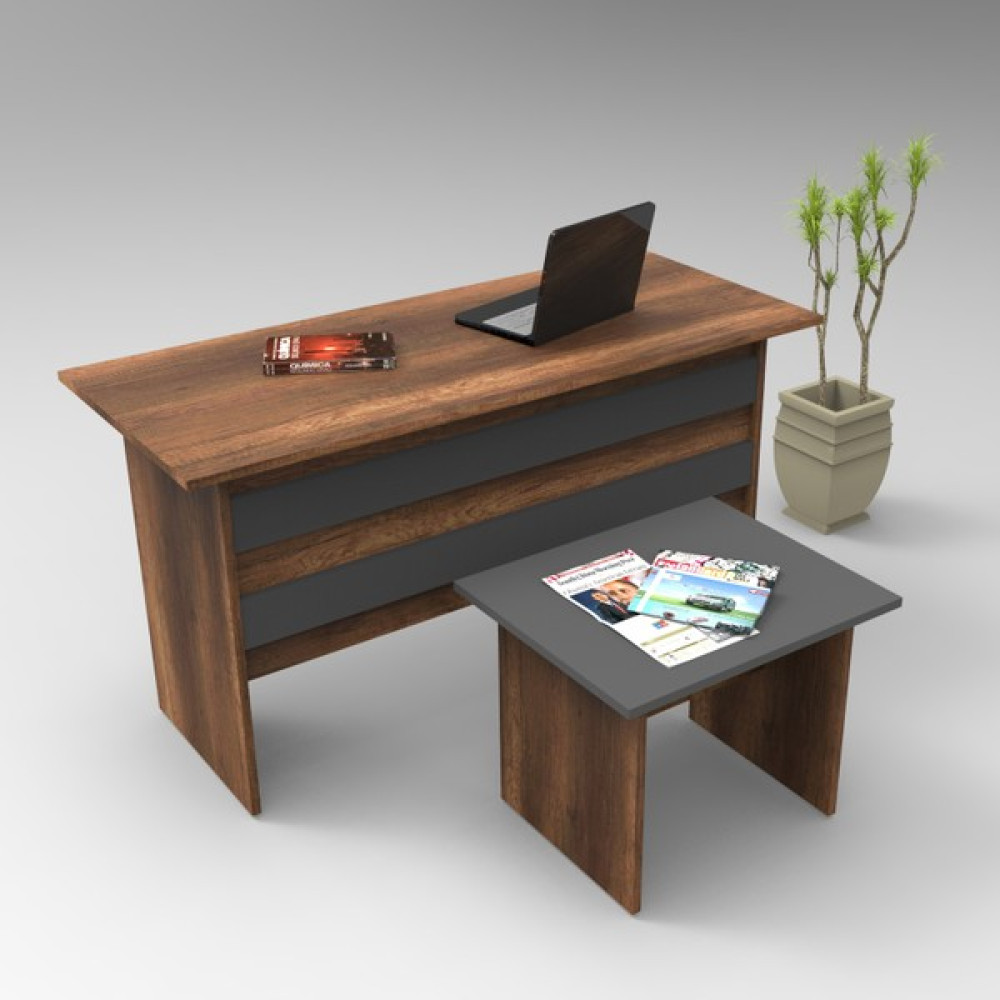 Yurudesign Vario AB Ofis Büro Masa Takımı Barok-Antrasit - Ceviz - Siyah Ofis Çalışma Masası Fiyatı
